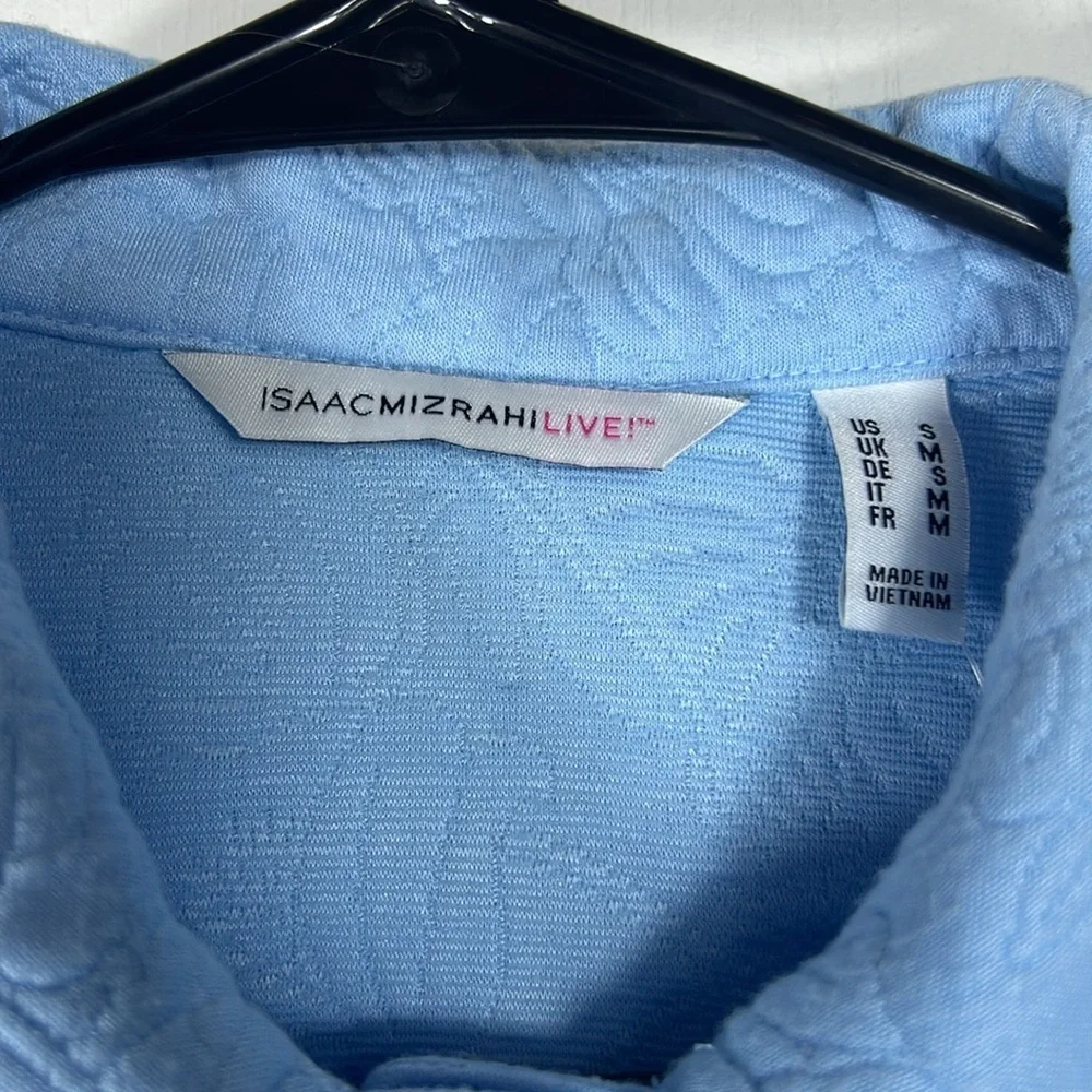 Isaac Mizrahi Live Button-Front Quilted Jacket Baby Blue Women's Size Small
